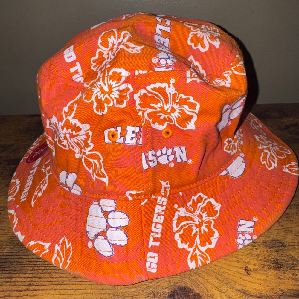 Reyn Spooner Clemson University Bucket Hat Mens Floral Tropical Orange L/XL NEW - Picture 5 of 5